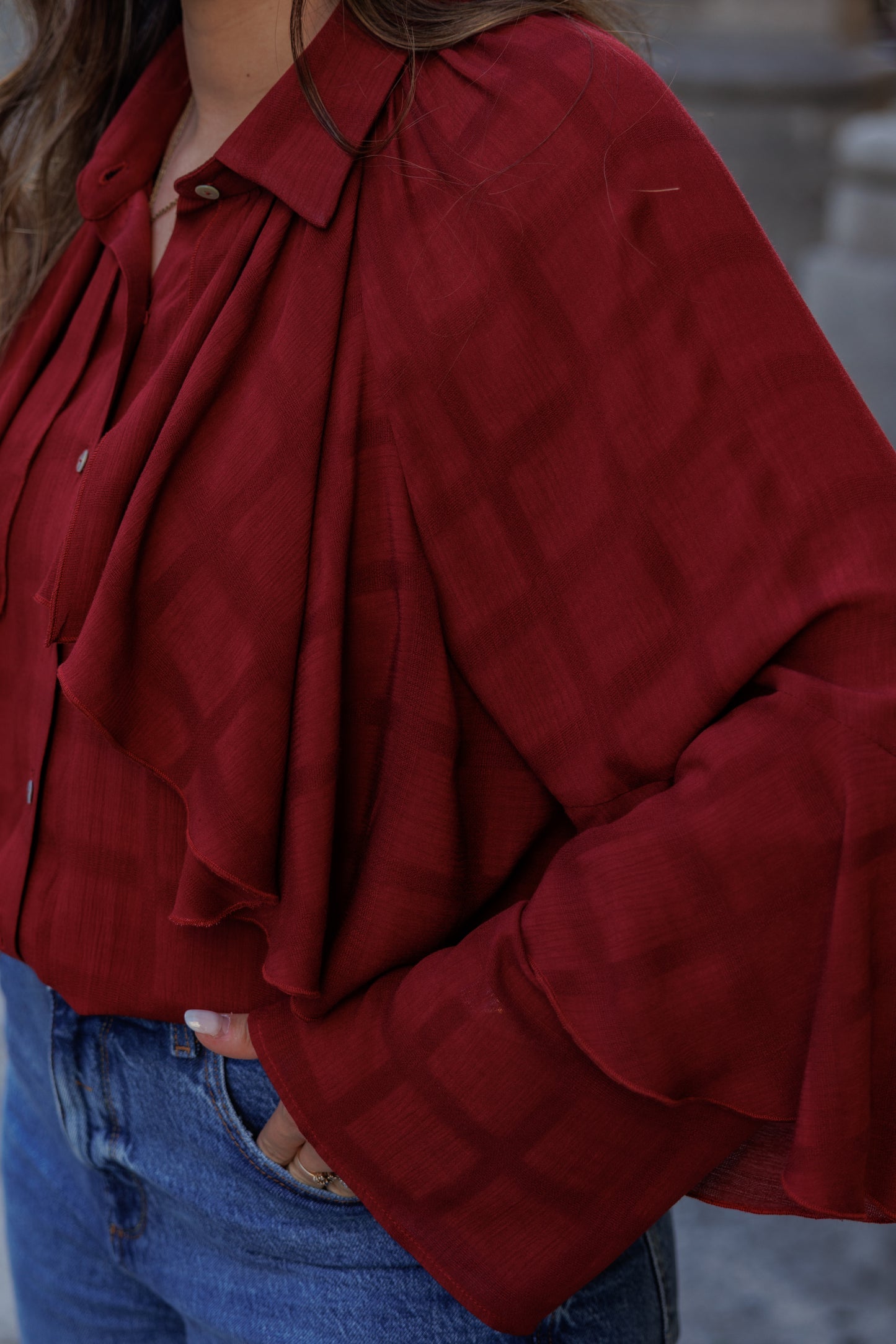 Red Affair Ruffles Blouse