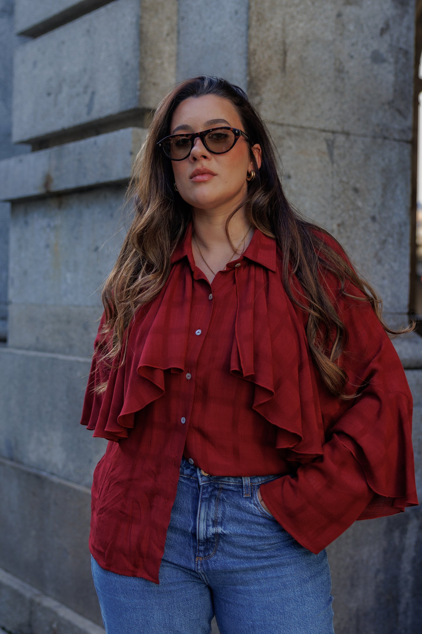 Red Affair Ruffles Blouse